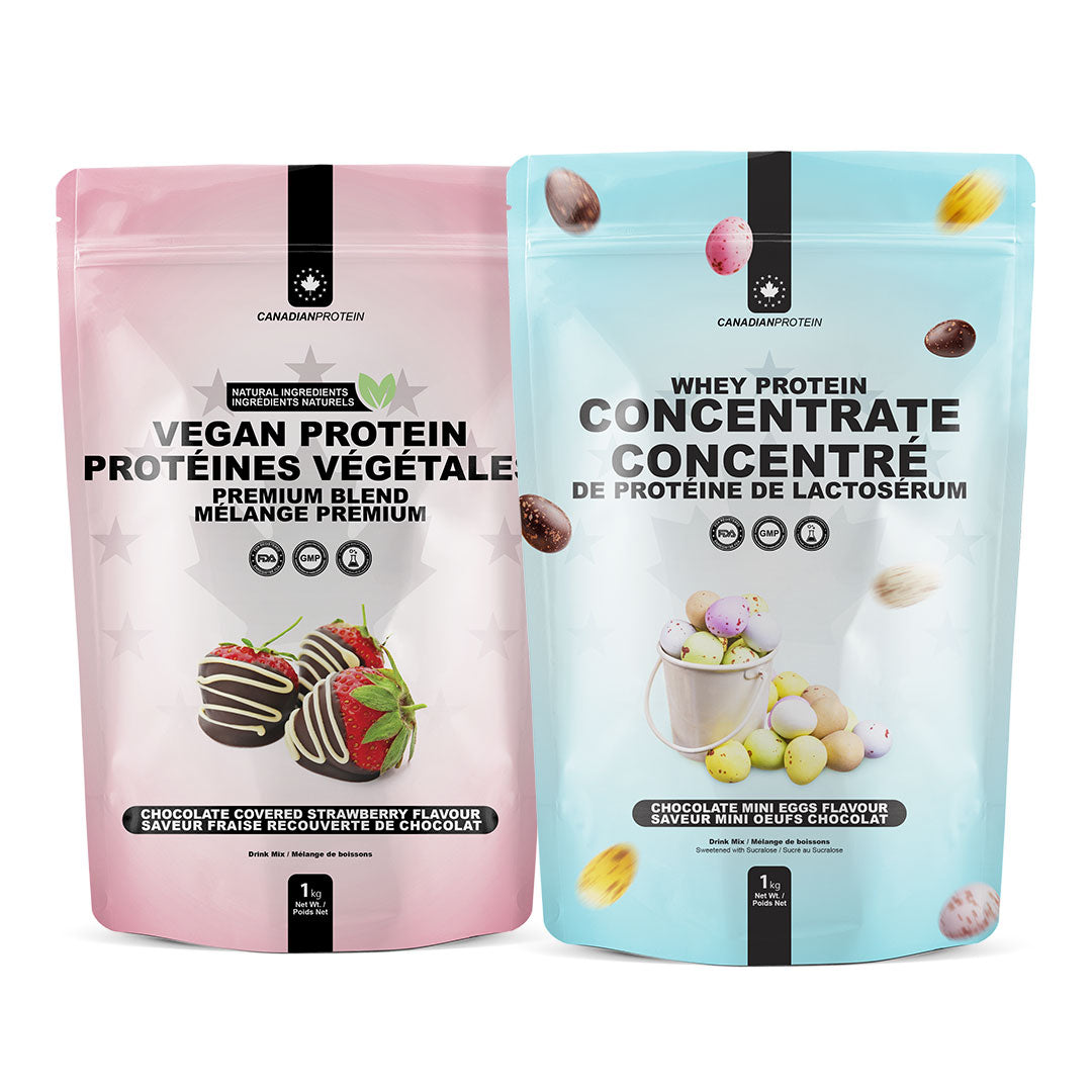 Vegan Whey Bundle – Chocolate Mini Eggs 1kg & Chocolate Covered Strawberry 1kg