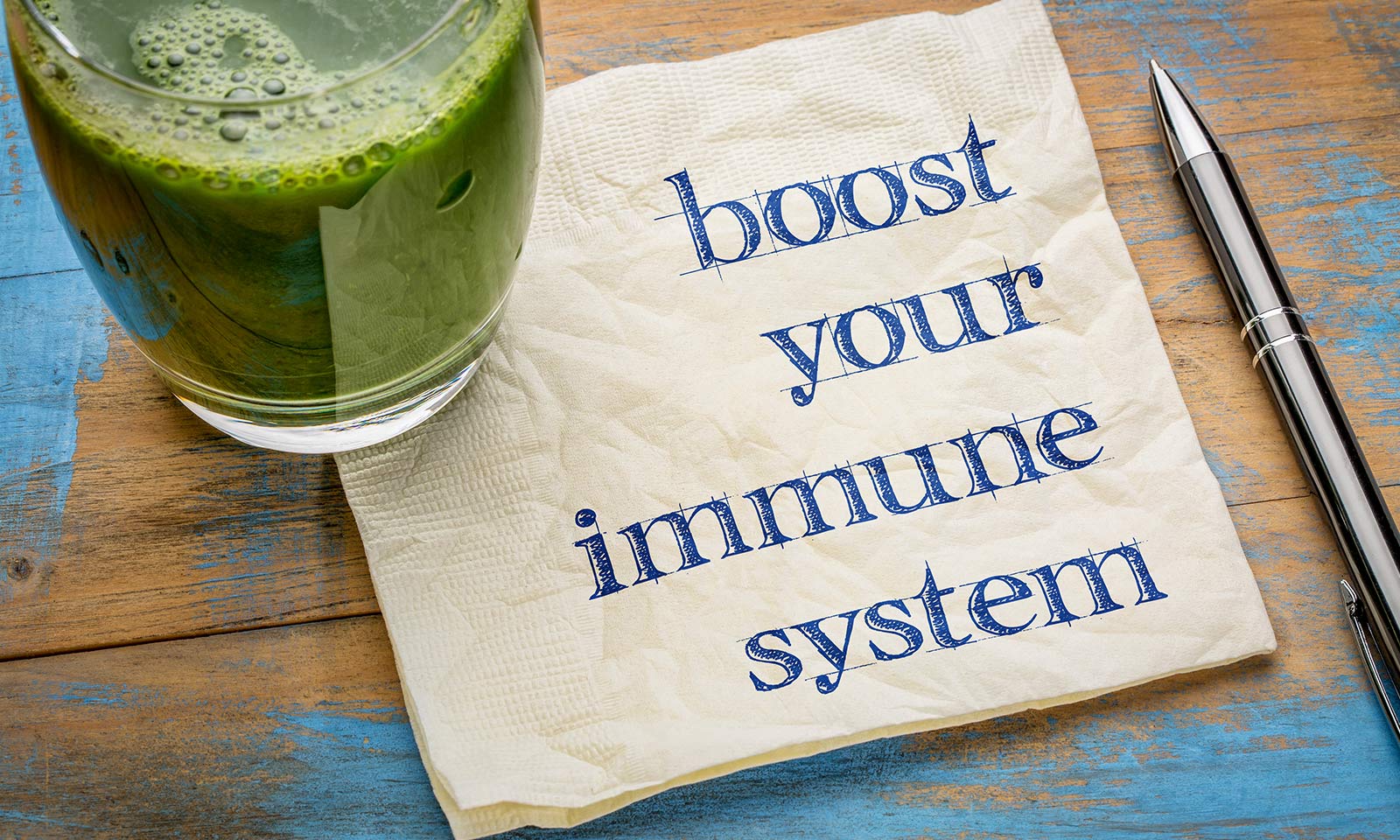How to build a stronger immune system glass and napkin